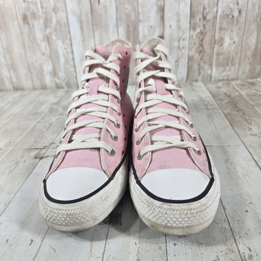 Converse Chuck Taylor All Star Hi Pink Red Lips Embroidered Sneakers A01603F 9W - Picture 2 of 8